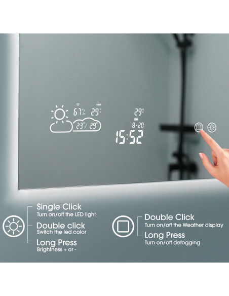 Espejo de Baño Inteligente BYECOLD 80x60 cm Bluetooth Espejo de Baño Inteligente BYECOLD 80x60 cm Bluetooth