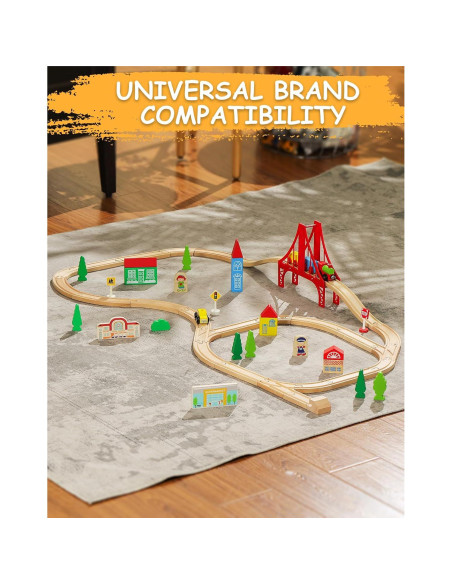 Conjunto de Vías de Tren de Madera SainSmart Jr. 52 Piezas 5.49m Conjunto de Vías de Tren de Madera SainSmart Jr. 52 Piezas 5.49m