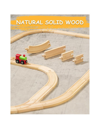 Conjunto de Vías de Tren de Madera SainSmart Jr. 52 Piezas 5.49m