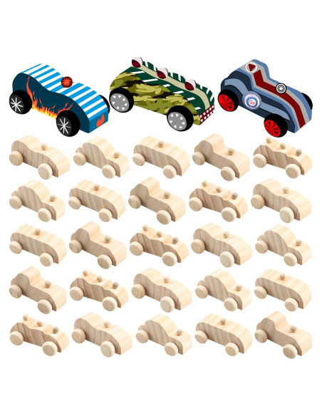 30 Piezas Coches de Madera DIY Haconba para Manualidades 30 Piezas Coches de Madera DIY Haconba para Manualidades