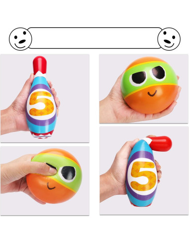 Juego de Bolos Interior para Niños AugToy 10 Pinos Coloridos