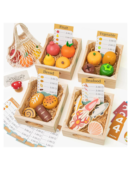 Juego de Comida de Madera Masonbaby para Niños - 35 Accesorios Juego de Comida de Madera Masonbaby para Niños - 35 Accesorios