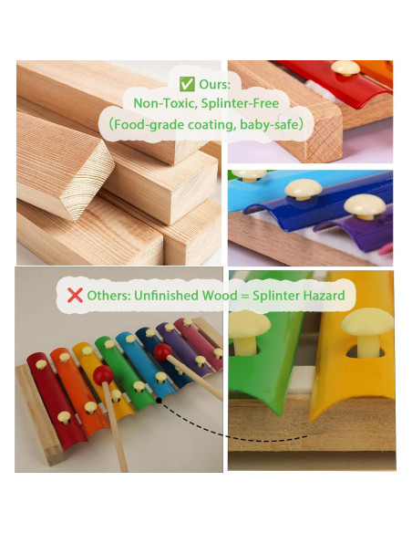 Xilófono Infantil Smoiioues 22.86x12.7cm para Niños 3+ Años Xilófono Infantil Smoiioues 22.86x12.7cm para Niños 3+ Años