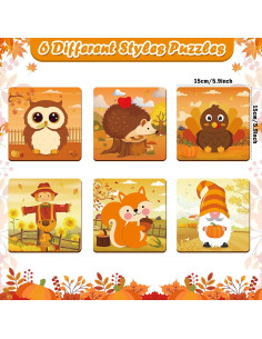 Rompecabezas de Madera Otoño 6PCS Saludo de Fiesta 15x15cm 2