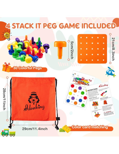 Shappy Tablero de Clavos Educativo 120 Piezas para Niños