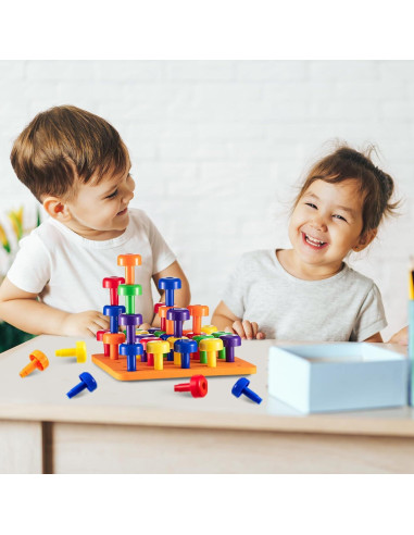 Shappy Tablero de Clavos Educativo 120 Piezas para Niños
