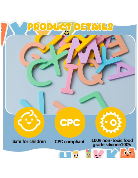 Kit de Letras Magnéticas VioraWhite ABC 26 Piezas Silicona Kit de Letras Magnéticas VioraWhite ABC 26 Piezas Silicona