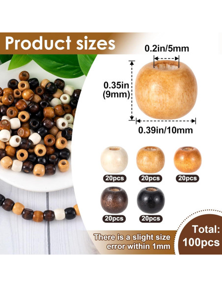 100 Perlas de Madera Vintage Pndeyo 9x10mm para Joyería DIY 100 Perlas de Madera Vintage Pndeyo 9x10mm para Joyería DIY