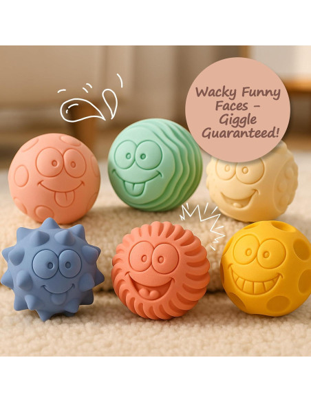 6 Pelotas Sensoriales Suaves para Bebés - Juguetes Montessori 6 Pelotas Sensoriales Suaves para Bebés - Juguetes Montessori