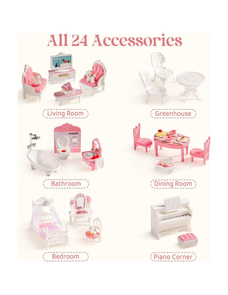 Juego de Muebles para Casa de Muñecas ROBOTIME 26 Piezas Juego de Muebles para Casa de Muñecas ROBOTIME 26 Piezas