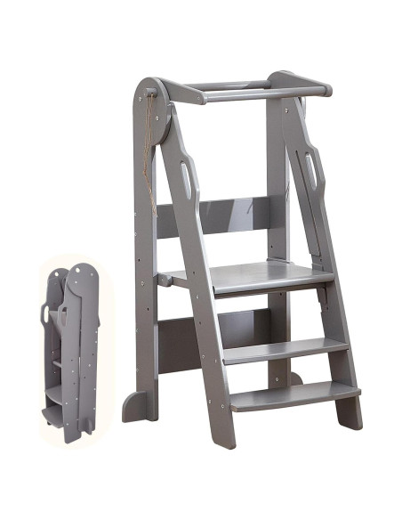 Taburete de Cocina Plegable FUNLIO Gris, Altura Ajustable 3 Niveles Taburete de Cocina Plegable FUNLIO Gris, Altura Ajustable 3 Niveles