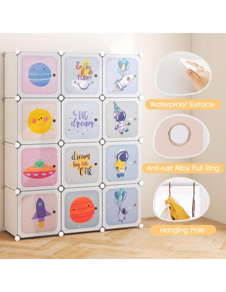 Armario Infantil INFANS Blanco 12 Cubos y 2 Rieles Colgantes Armario Infantil INFANS Blanco 12 Cubos y 2 Rieles Colgantes