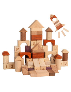 Conjunto de Bloques de Construcción Montessori de Madera - 86 Piezas