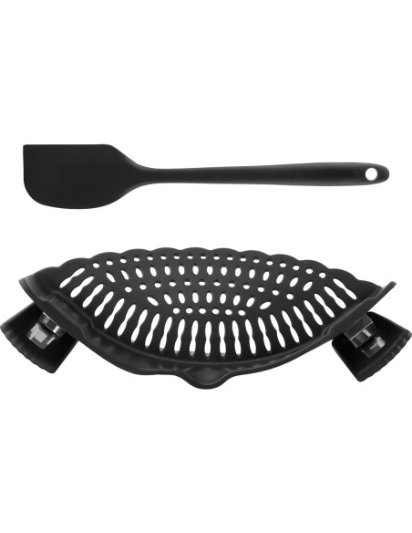 Colador de Pasta Ajustable Loyanger con Raspador Silicona Negro Colador de Pasta Ajustable Loyanger con Raspador Silicona Negro