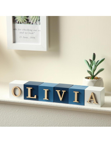 Bloques de Letras de Madera Personalizados Kigley - 8 Piezas