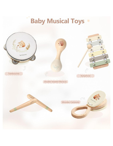 Set de Instrumentos Musicales de Madera Etucdose para Niños