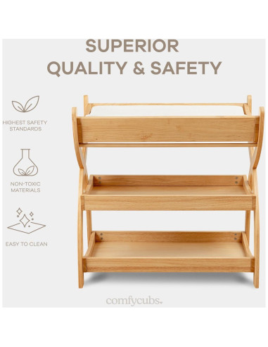 Mesa de Cambio para Bebés Comfy Cubs - Madera Natural, 2 Estantes