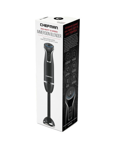 Batidora de Inmersión Chefman 300W 12 Velocidades Negra