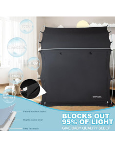Carpa Blackout SIMPLGIRL para Pack and Play, Negro, 101.6x137.2 cm 2