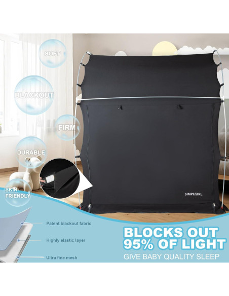 Carpa Blackout SIMPLGIRL para Pack and Play, Negro, 101.6x137.2 cm Carpa Blackout SIMPLGIRL para Pack and Play, Negro, 101.6x137.2 cm