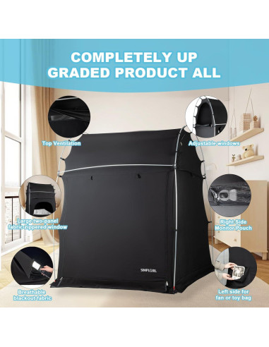 Carpa Blackout SIMPLGIRL para Pack and Play, Negro, 101.6x137.2 cm