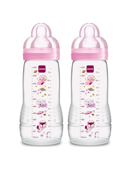 Botella para Bebés MAM Easy Active 325ml Rosa, Tetina Flujo Rápido Botella para Bebés MAM Easy Active 325ml Rosa, Tetina Flujo Rápido