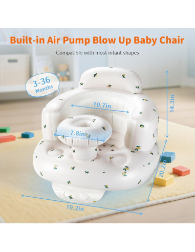 Asiento Inflable para Bebé Oliva con Bandeja y Bomba - 3 a 36 Meses