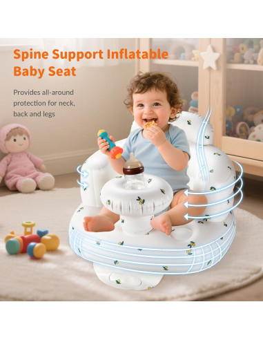 Asiento Inflable para Bebé Oliva con Bandeja y Bomba - 3 a 36 Meses