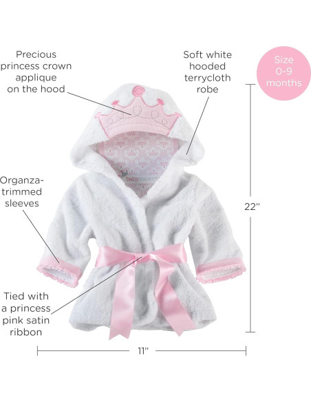 Bata de Baño para Bebé Aspen Princesa Pequeña 0-9 Meses Bata de Baño para Bebé Aspen Princesa Pequeña 0-9 Meses