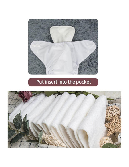 Paquete de 6 Pañales de Tela ALVABABY Ajustables con 12 Inserciones Paquete de 6 Pañales de Tela ALVABABY Ajustables con 12 Inserciones