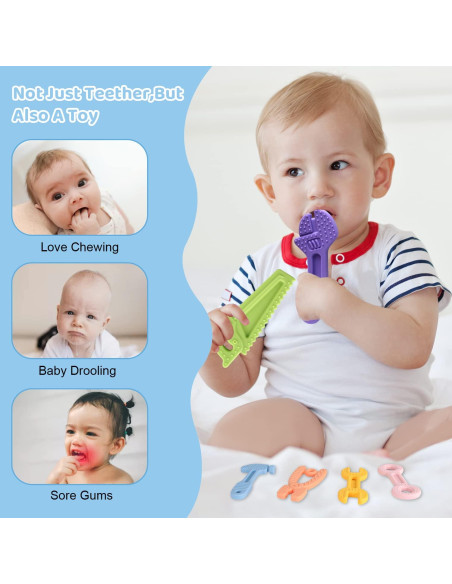 Paquete de 8 Juguetes de Dentición Silicona BPA Free Bebés Paquete de 8 Juguetes de Dentición Silicona BPA Free Bebés
