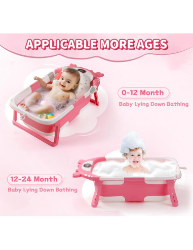Bañera Plegable para Bebés Cangrejo Gris con Termómetro