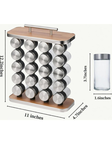 Organizador de Especias WYZJAZLE 20 Tarros Acero Inoxidable Organizador de Especias WYZJAZLE 20 Tarros Acero Inoxidable