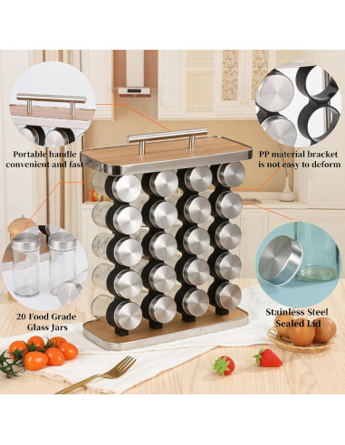 Organizador de Especias WYZJAZLE 20 Tarros Acero Inoxidable