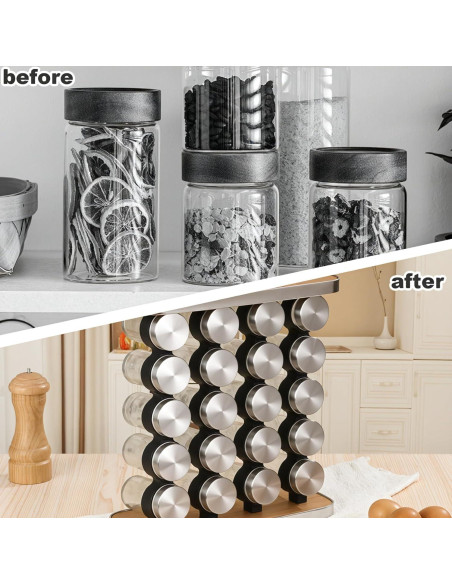Organizador de Especias WYZJAZLE 20 Tarros Acero Inoxidable Organizador de Especias WYZJAZLE 20 Tarros Acero Inoxidable