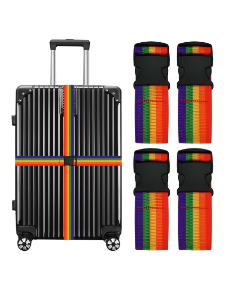 Correas de Equipaje Leehoom RB4 Ajustables 4 Paquete Arcoíris Correas de Equipaje Leehoom RB4 Ajustables 4 Paquete Arcoíris