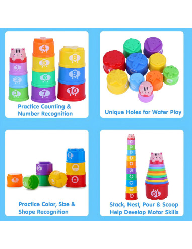 Juego de Tazas Apilables Wanonoo para Bebés 11 Piezas