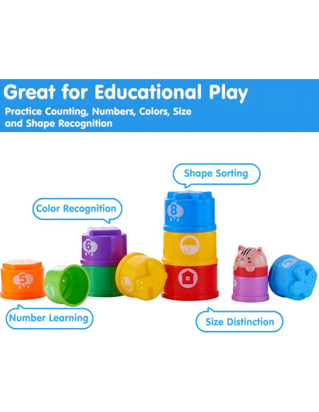 Juego de Tazas Apilables Wanonoo para Bebés 11 Piezas Juego de Tazas Apilables Wanonoo para Bebés 11 Piezas