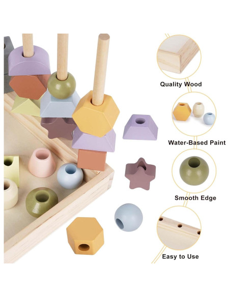 Juguetes Montessori Vanplay - Cuentas de Enhebrar y Bloques 16x4x22 cm Juguetes Montessori Vanplay - Cuentas de Enhebrar y Bloques 16x4x22 cm