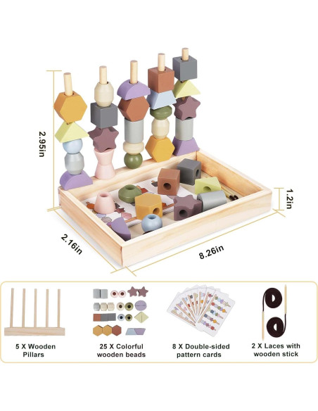 Juguetes Montessori Vanplay - Cuentas de Enhebrar y Bloques 16x4x22 cm Juguetes Montessori Vanplay - Cuentas de Enhebrar y Bloques 16x4x22 cm