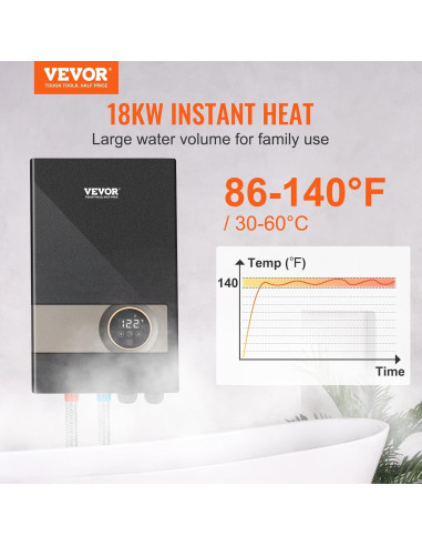 Calentador de Agua Eléctrico VEVOR 18KW Instantáneo Pared