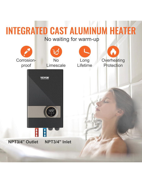 Calentador de Agua Eléctrico VEVOR 18KW Instantáneo Pared Calentador de Agua Eléctrico VEVOR 18KW Instantáneo Pared