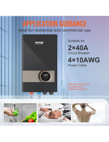Calentador de Agua Eléctrico VEVOR 18KW Instantáneo Pared