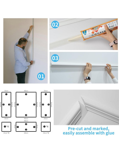 Juego de Molduras de Pared Pre-Cortadas Art3d 24 Piezas Blanco