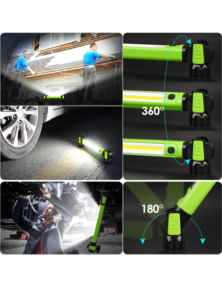 Luz de Trabajo LED Ropelux 2500LM Recargable Magnética Verde Luz de Trabajo LED Ropelux 2500LM Recargable Magnética Verde