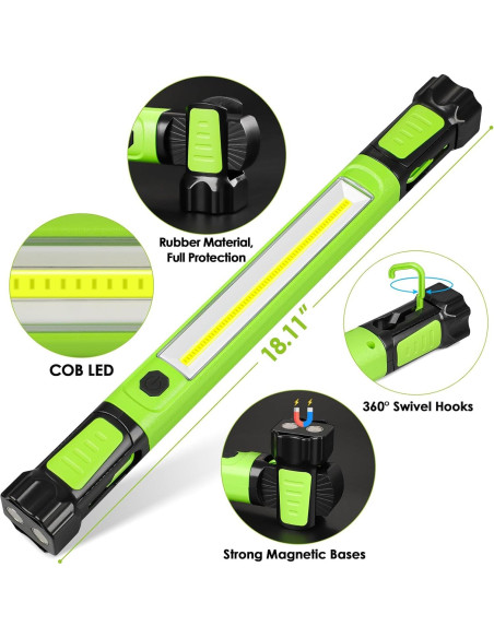 Luz de Trabajo LED Ropelux 2500LM Recargable Magnética Verde Luz de Trabajo LED Ropelux 2500LM Recargable Magnética Verde