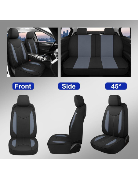 Funda de Asiento de Coche Impermeable CAROMOP Juego Completo Negro/Gris Funda de Asiento de Coche Impermeable CAROMOP Juego Completo Negro/Gris