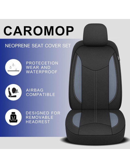 Funda de Asiento de Coche Impermeable CAROMOP Juego Completo Negro/Gris Funda de Asiento de Coche Impermeable CAROMOP Juego Completo Negro/Gris