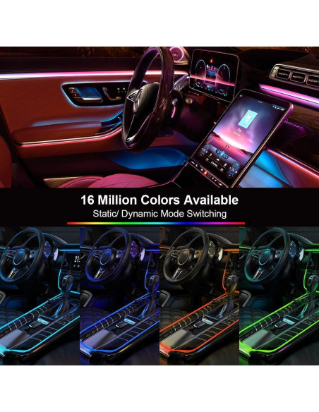 Luces LED de tira HUNGRU 5 en 1 para interiores de coche 599 cm Luces LED de tira HUNGRU 5 en 1 para interiores de coche 599 cm