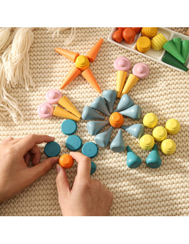 Juguetes de Apilamiento Montessori OESSUF 162 Piezas Madera